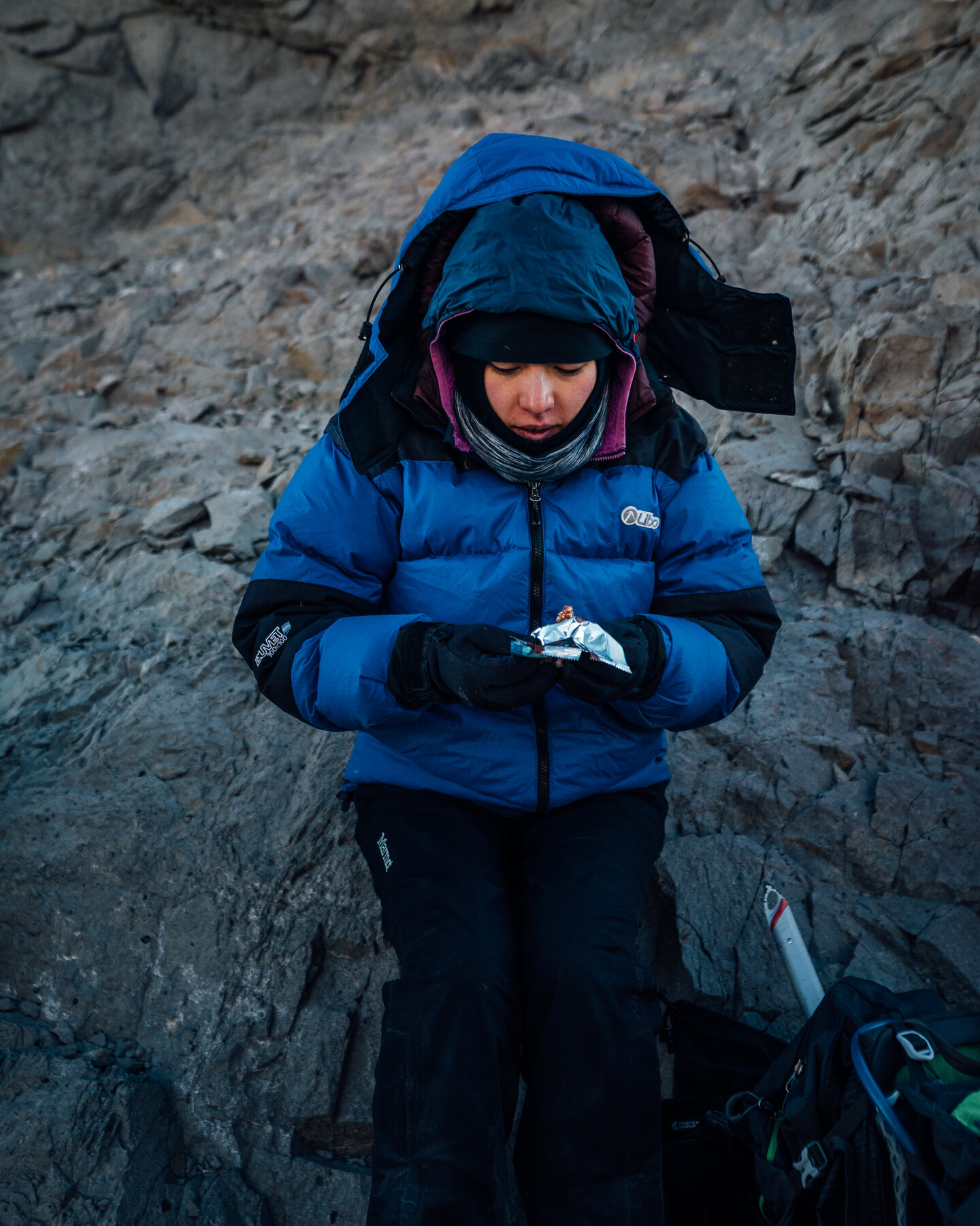 Grace in full summit gear on the final approach to Aconcagua summit