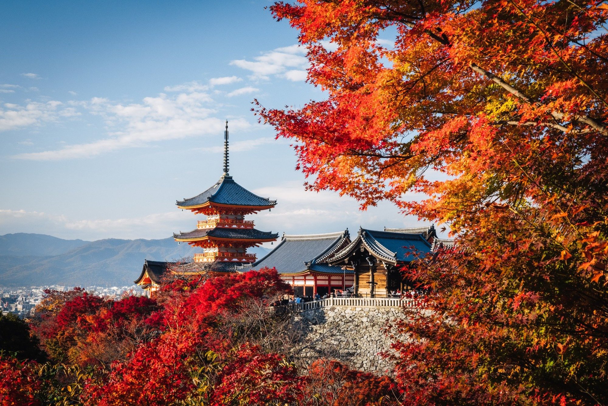 Kiyomizu-dera stage overlooking autumn valley