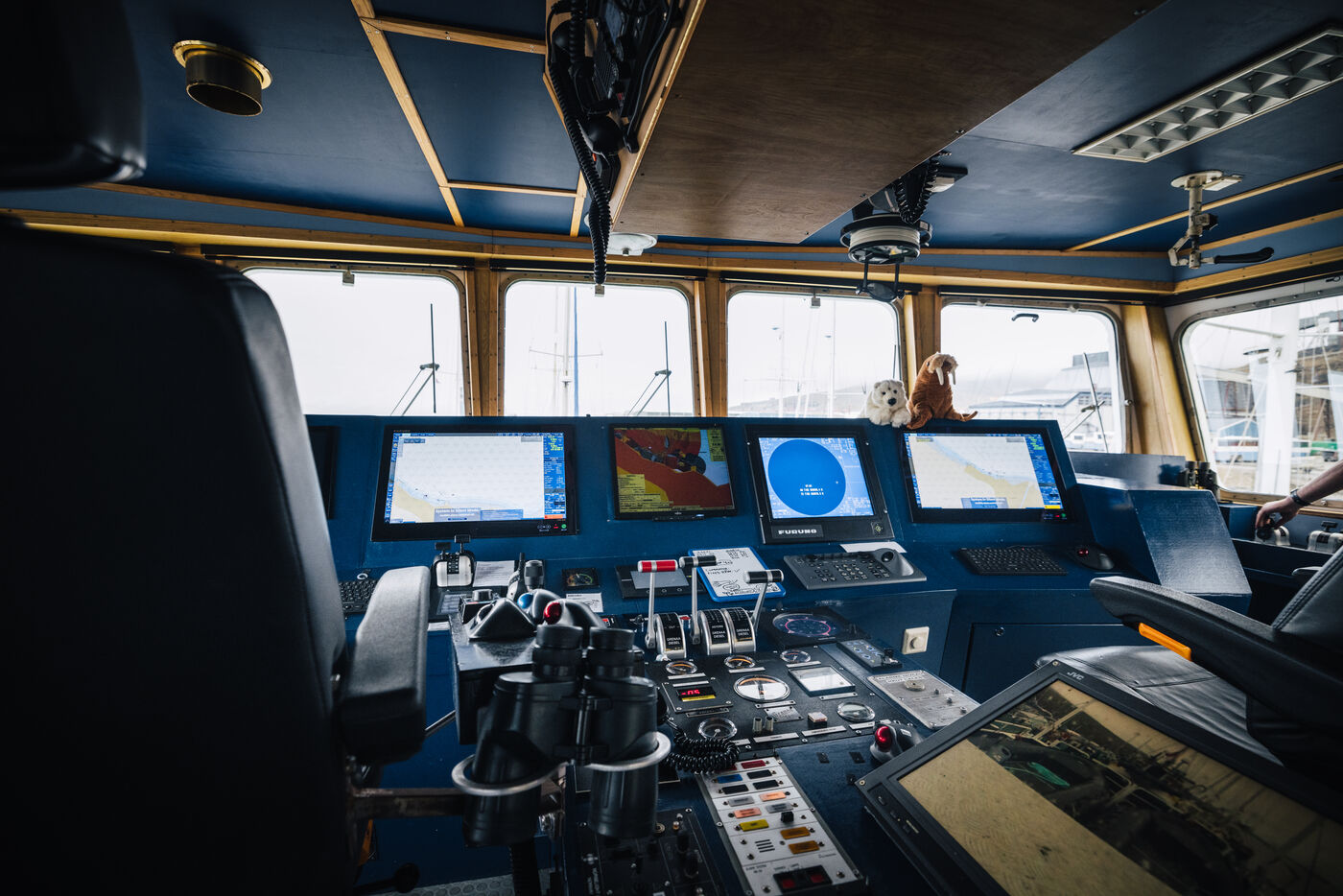 Bridge view from the Kinfish with instrument panels