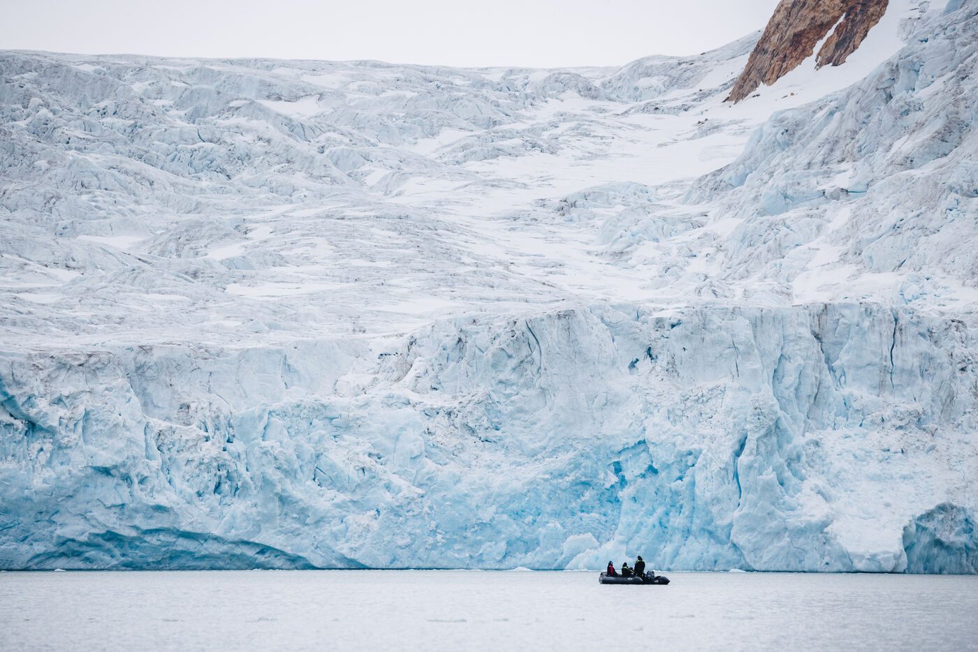 Glacier crevasses and blue ice detail