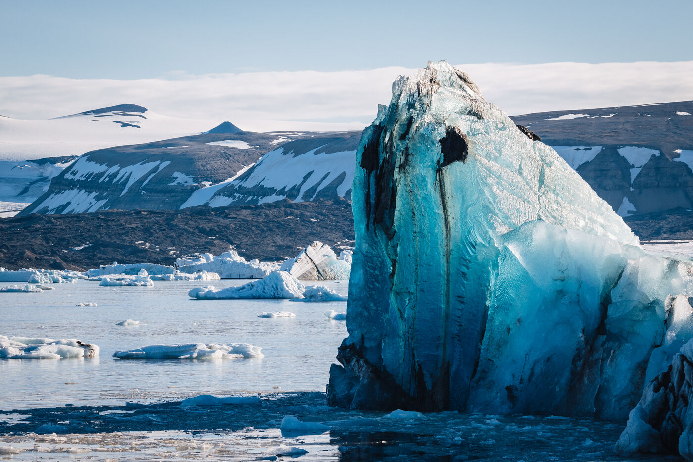 Textured blue and white iceberg layering detail
