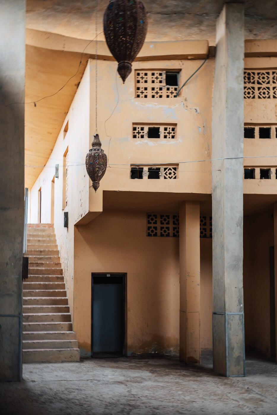 Interior courtyard with lantern and stairs