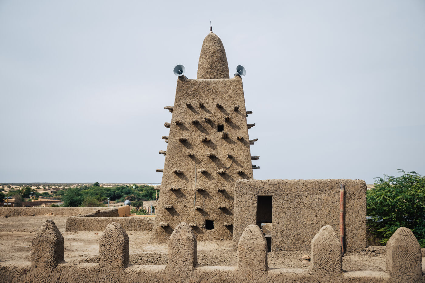Mosque minaret from rooftop view