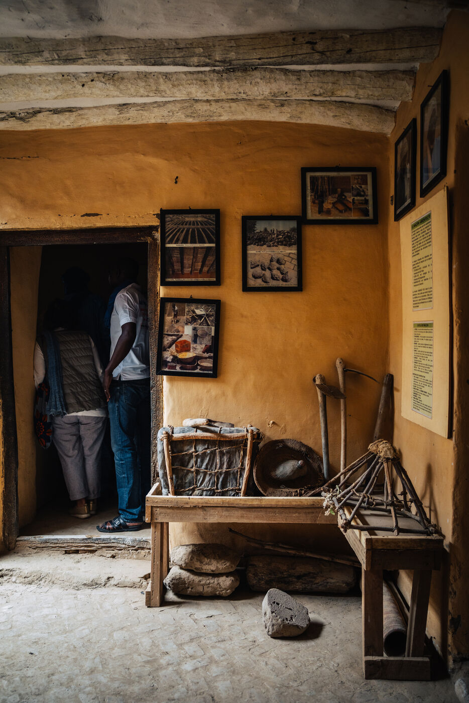 Room with photos and artifacts