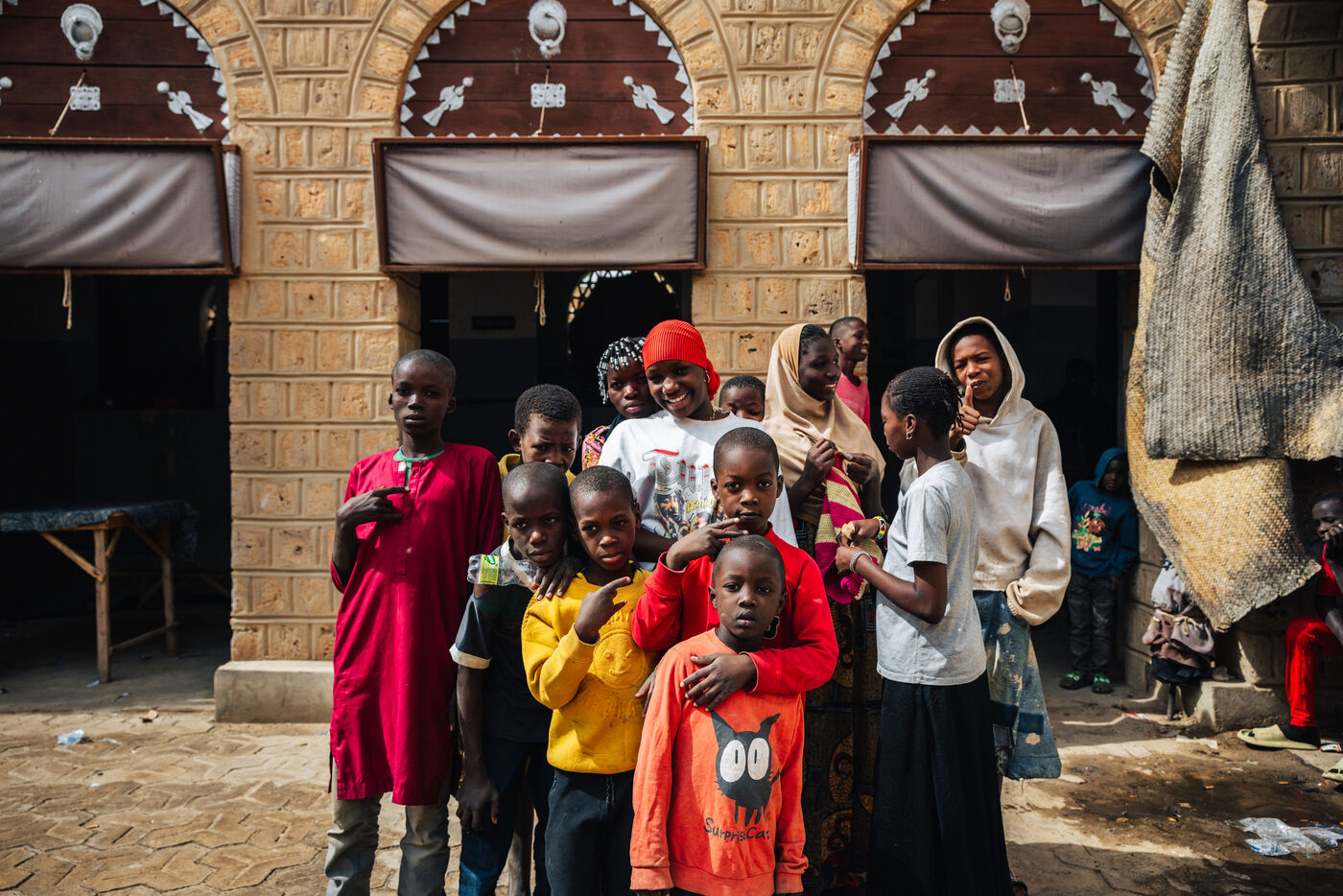 Group of children posing and smiling