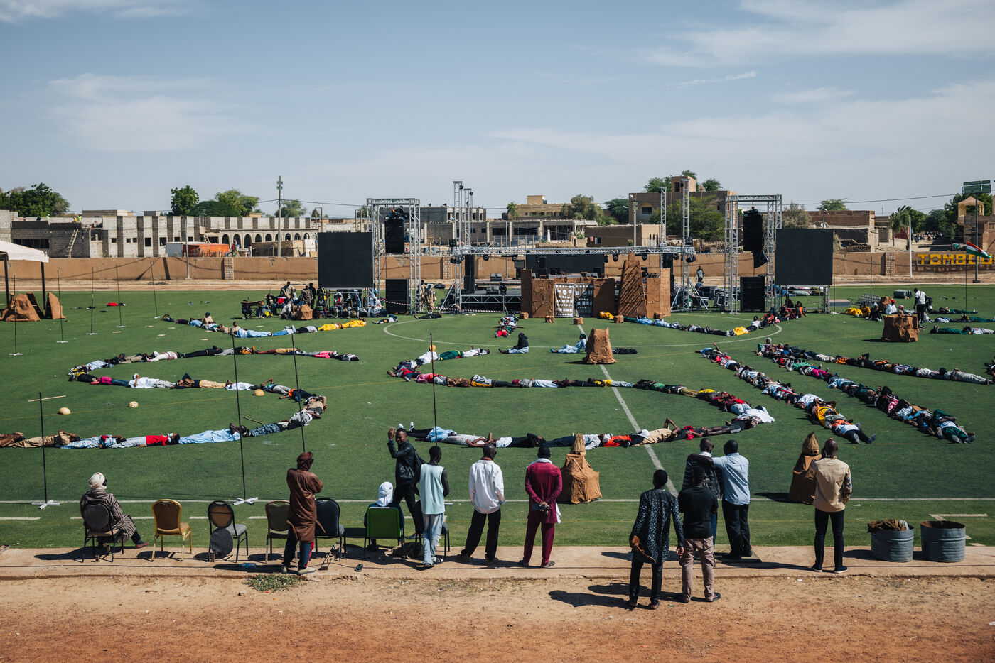 Festival stadium and stage setup