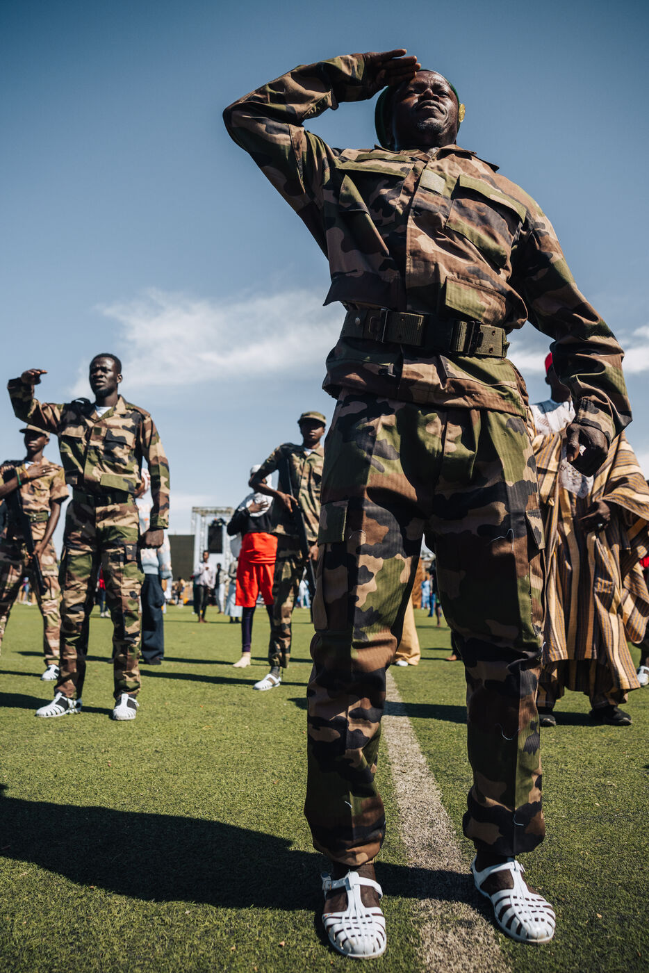 Soldier saluting at festival performance