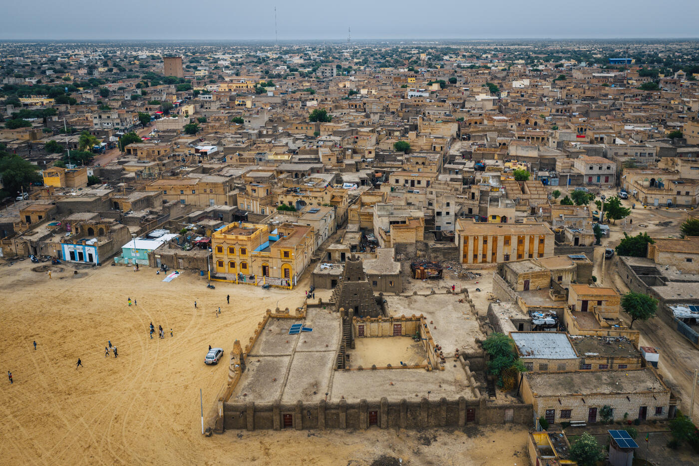 Aerial view of Timbuktu sand-colored rooftops