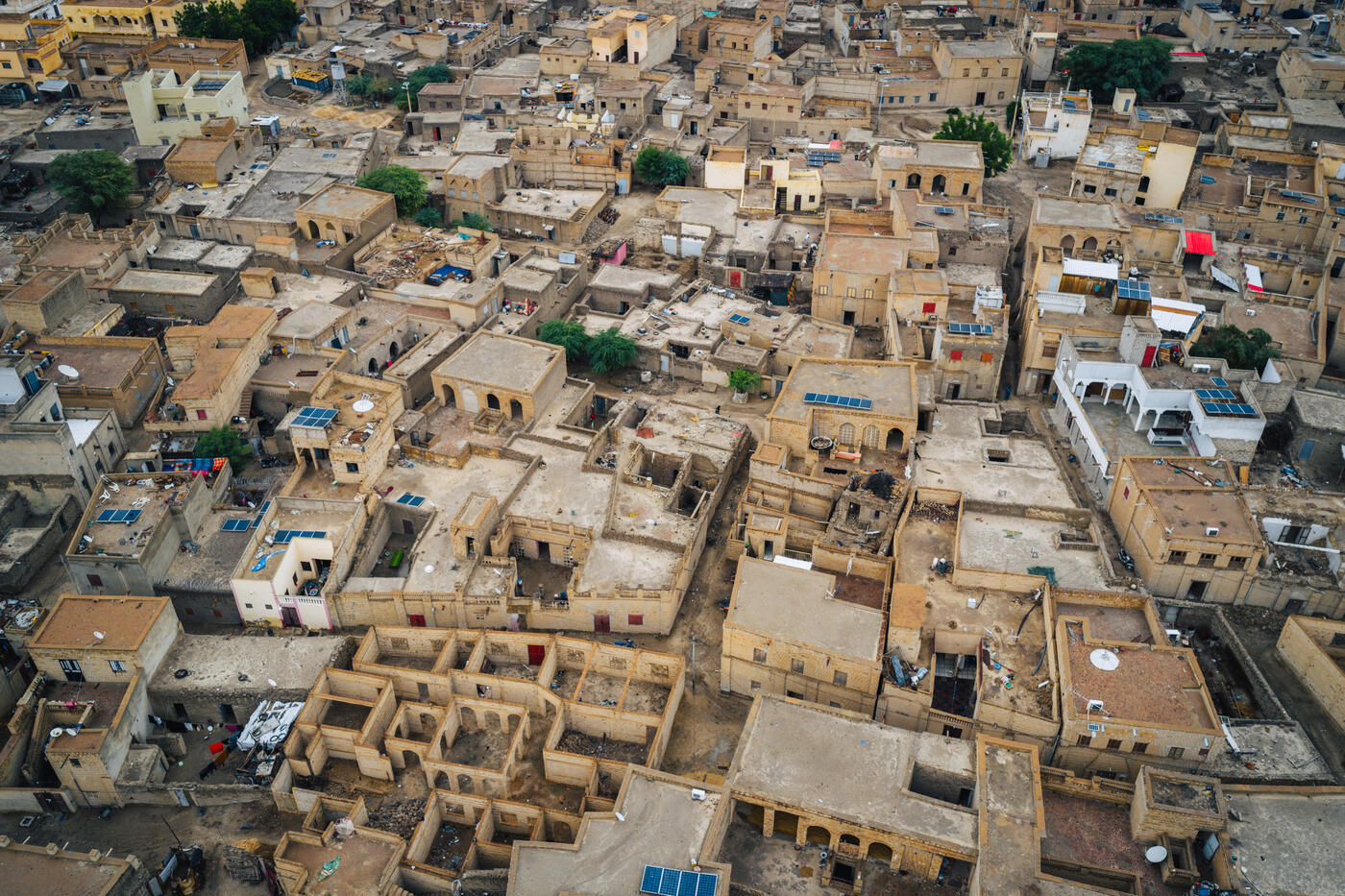 Aerial view of Timbuktu mud-brick buildings