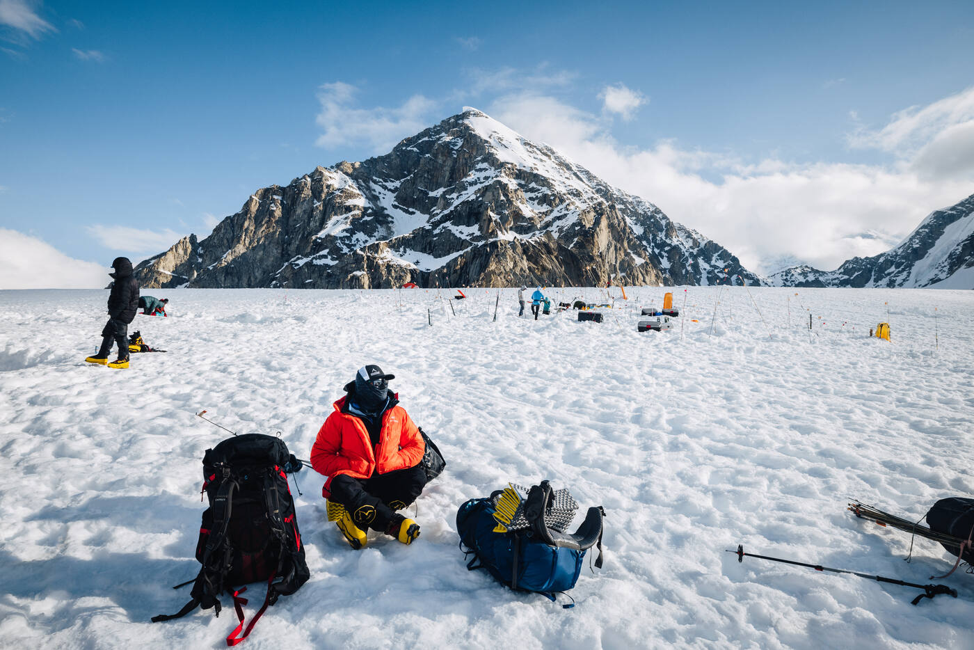 Returning to basecamp across the glacier