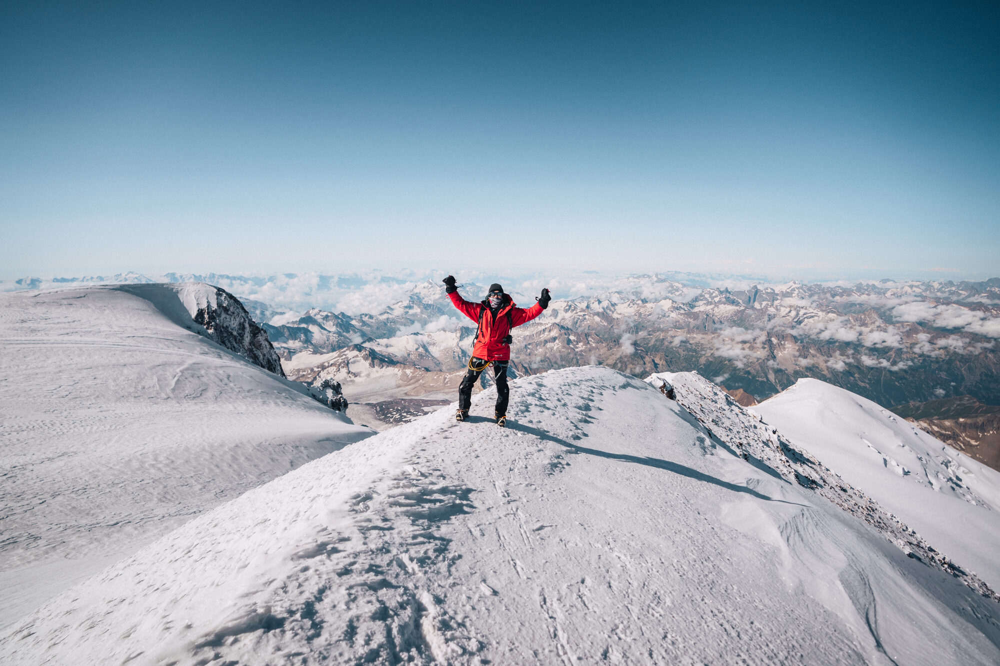 Jason celebrating at the summit of Elbrus