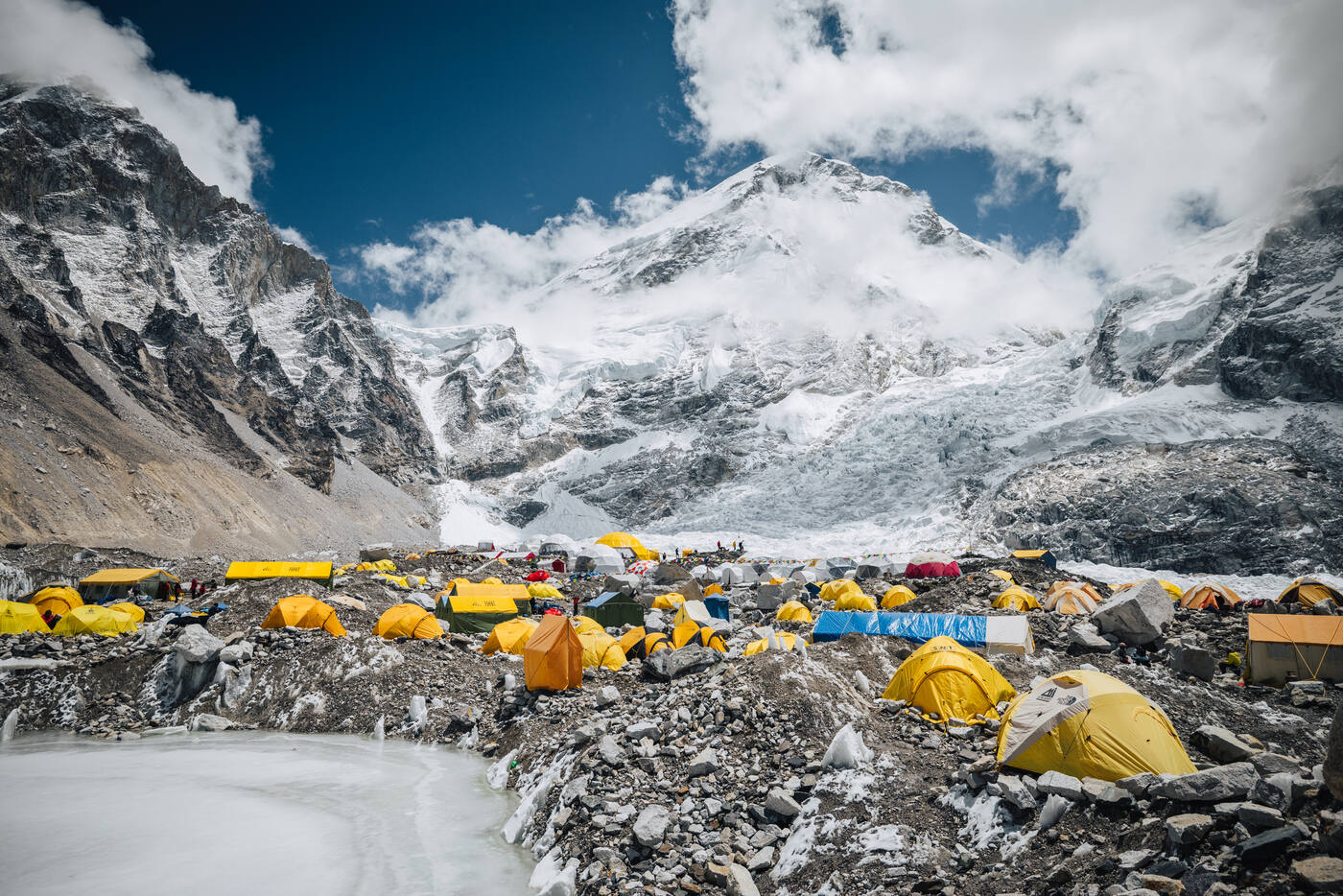 Camp tents with Khumbu Icefall view