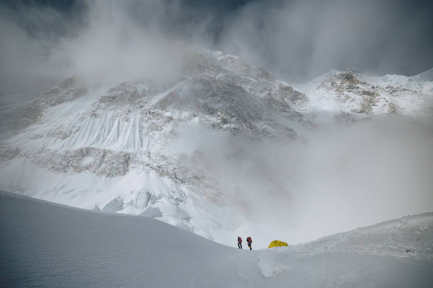 Arriving at Camp 1 during summit push