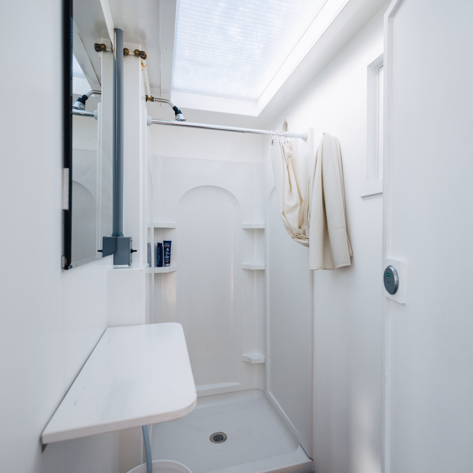 Shower stall inside the Union Glacier Camp facilities
